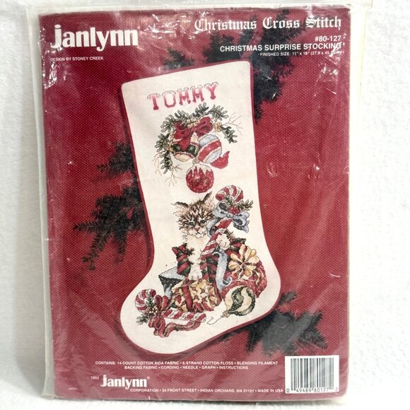 Vintage Janlynn Christmas Cross Stitch Kit - Open Package (1993) - Picture 1 of 8
